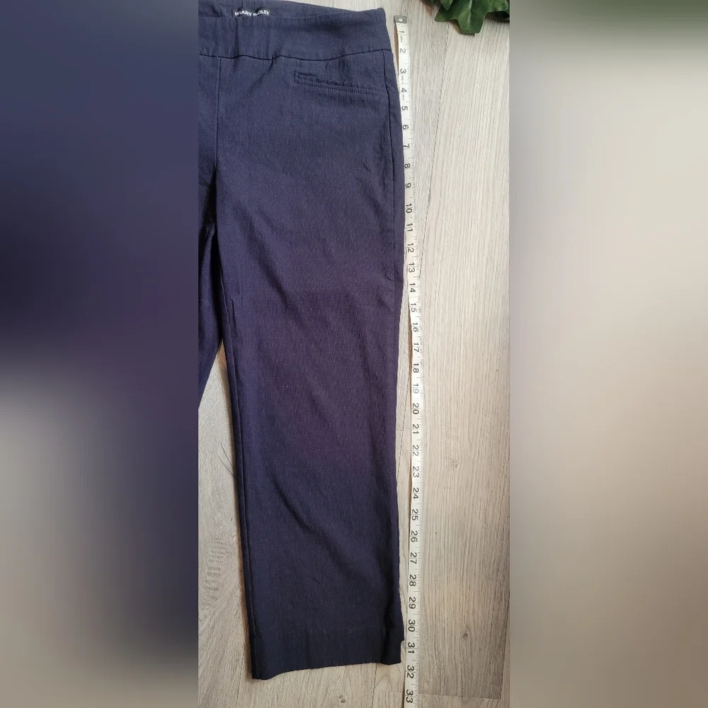 Hilary Radley Dark Navy Textured Cropped Pull-up Pants, Women's Small - Picture 6 of 14